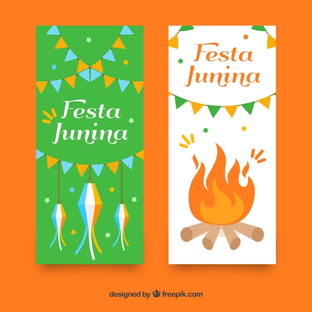 Festa junina banners met vuur