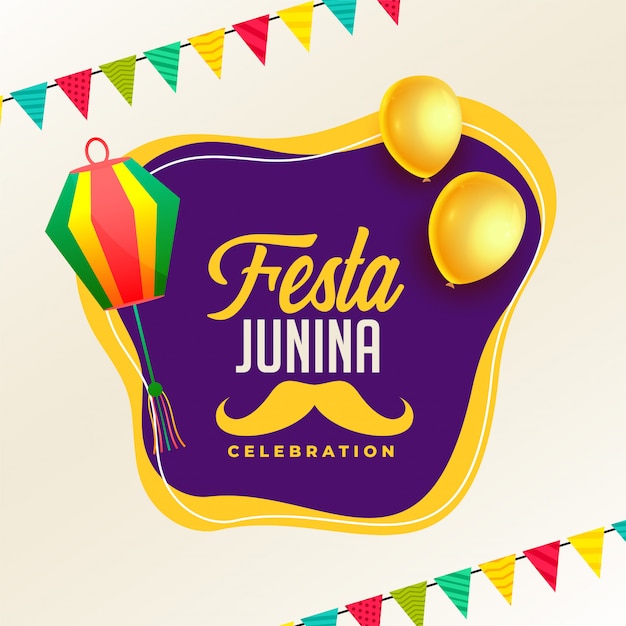 Festa junina-feestaffiche met lampen en ballon