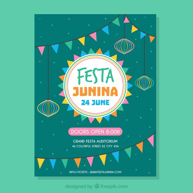 Festa Junina-flyer met traditionele elementen