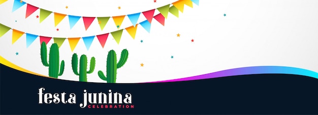Gratis vector festa junina-gebeurtenisbanner met cactusinstallatie