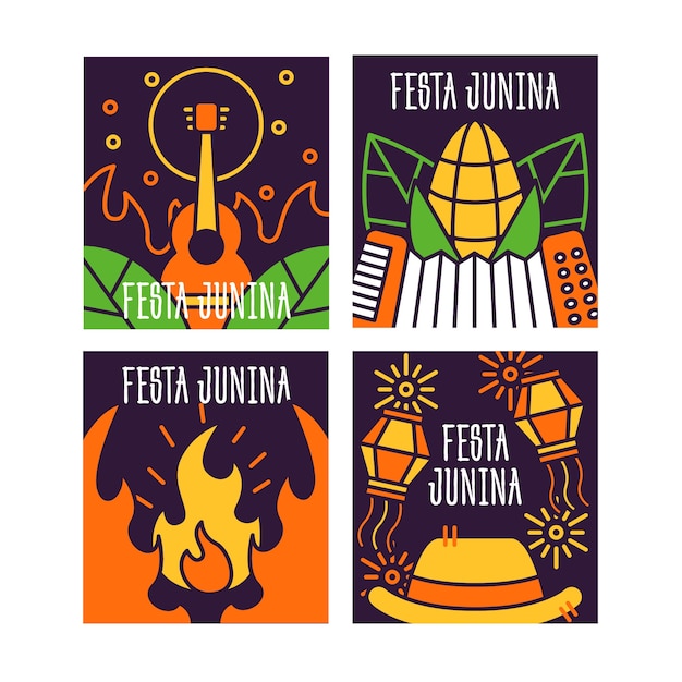Festa Junina-kaarten voor muziek en kampvuur