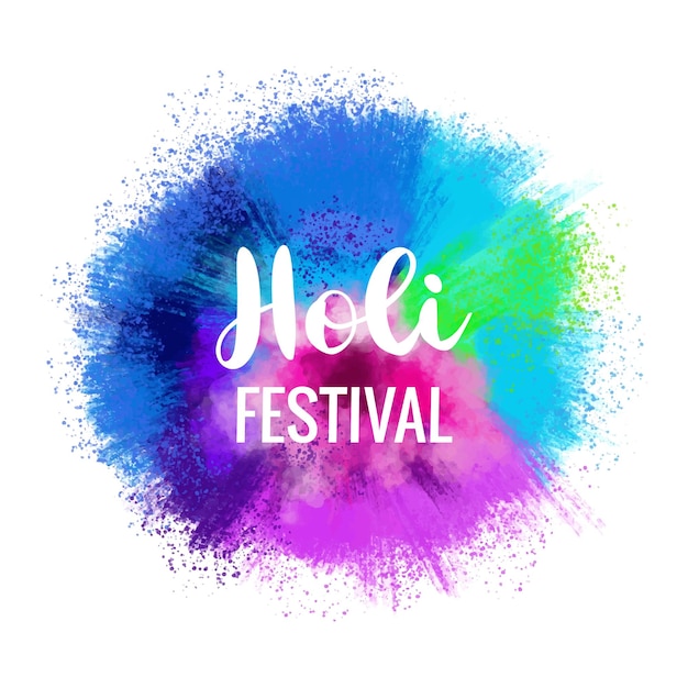 Gratis vector festival van kleuren spatten gelukkige holi-kaartachtergrond