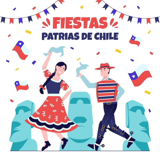 Gratis vector fiestas patrias de chili concept