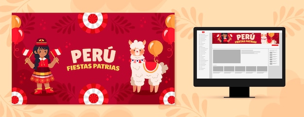 Fiestas patrias peru handgetekende youtube channel art