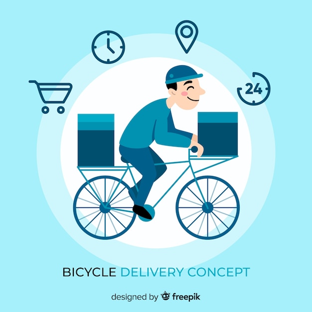 Gratis vector fiets levering concept in vlakke stijl