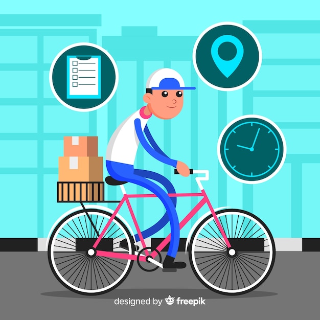 Gratis vector fietsbezorging