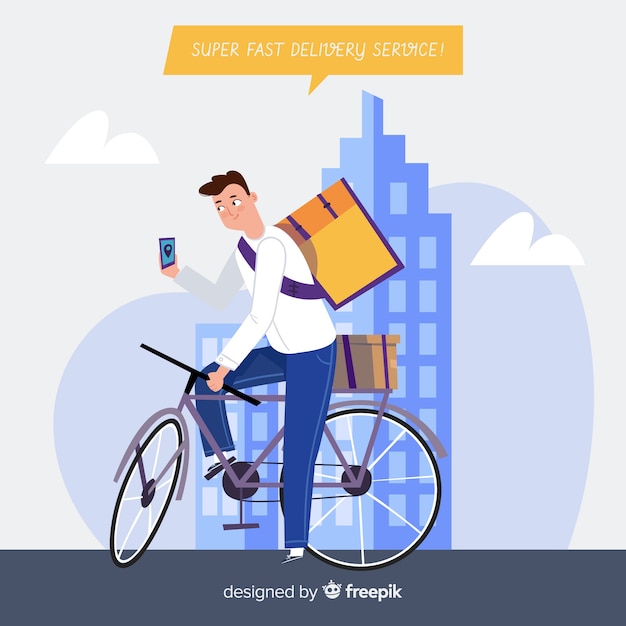 Gratis vector fietsbezorging