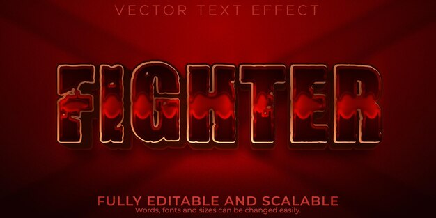 Fighter rood teksteffect, bewerkbaar zwaard en sparta-tekststijl