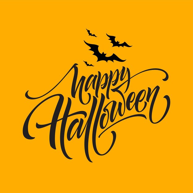 Fijne Halloween. Handgetekende creatieve kalligrafie en brush pen belettering. Vectorillustratie EPS10