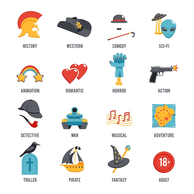 Film Genres Icon Set