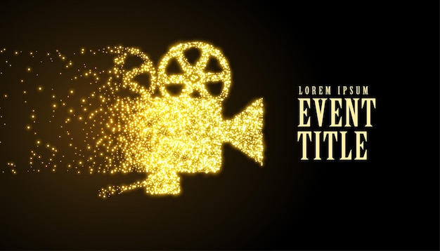 Gratis vector filmfilmprojector gemaakt in gouden deeltjes-fonkelingsstijl