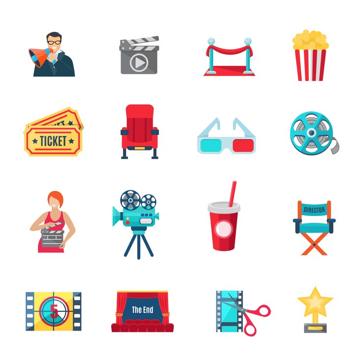 Gratis Vector filmmaking en productie pictogrammen instellen