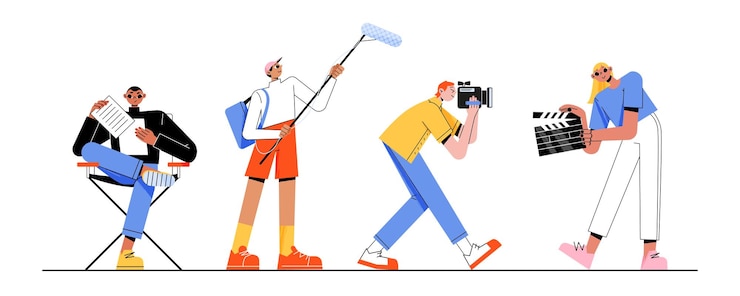 Gratis Vector filmploeg filmproductie studiopersoneel
