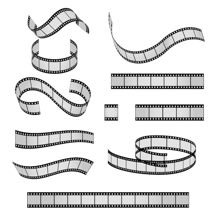 Gratis Vector filmrol vector, film 35 mm, dia filmkaderset. negatief en strip, media filmstrip