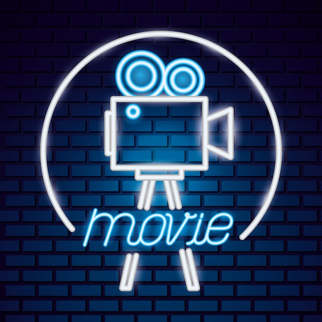 Gratis vector filmtijd neon teken teken