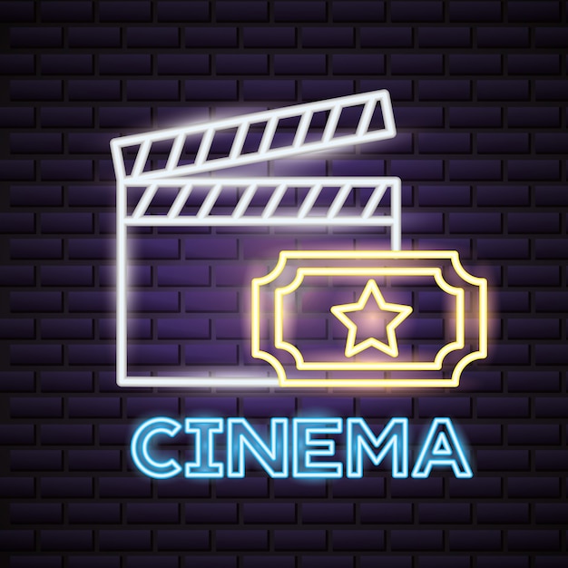 Gratis vector filmtijd neon teken teken