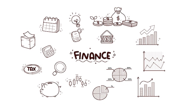 Financiën investeren forex trading doodle elementen pictogram symboolset