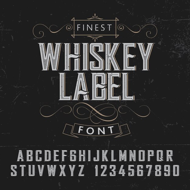 Finest Whisky Label Poster met decoratie op zwarte illustratie