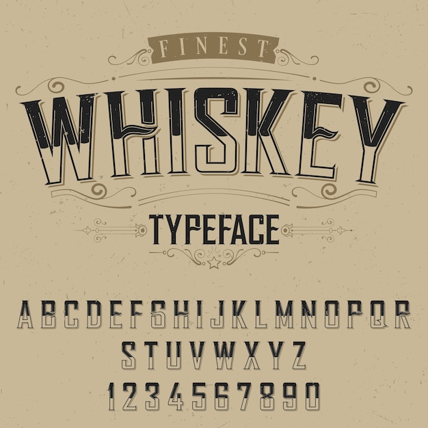 Gratis vector finest whisky lettereface poster met decoratie op beige illustratie