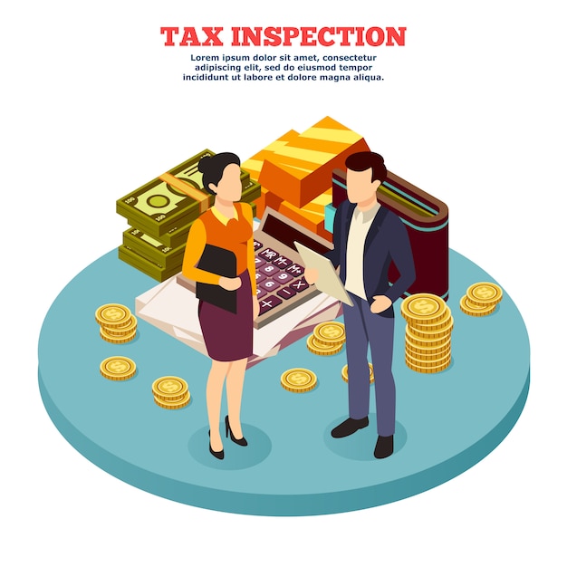 Gratis vector fiscale inspectie isometrische samenstelling