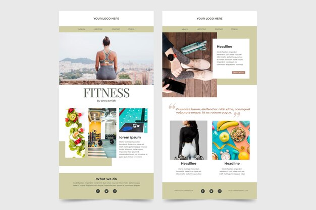 Fitness e-mailsjabloon ingesteld