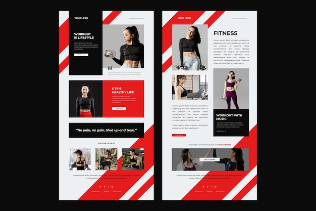 Gratis vector fitness e-mailsjabloon