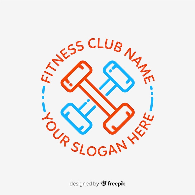 Gratis vector fitness logo sjabloon vlakke stijl