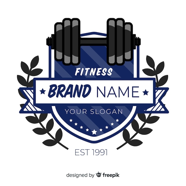 Gratis vector fitness logo sjabloon vlakke stijl