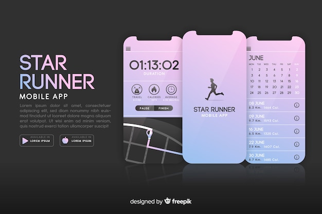 Fitness mobiel app infographic plat ontwerp