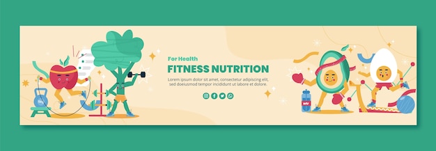 Gratis vector fitness voeding twitch banner