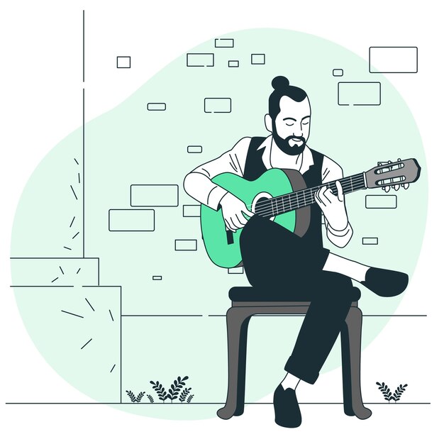 Gratis vector flamenco gitarist concept illustratie