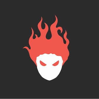 Flaming demon face logo op zwarte achtergrond tribal decal stencil tattoo vectorillustratie