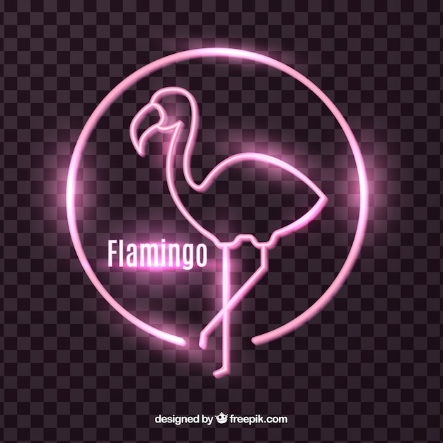 Gratis vector flamingo-neon met roze licht