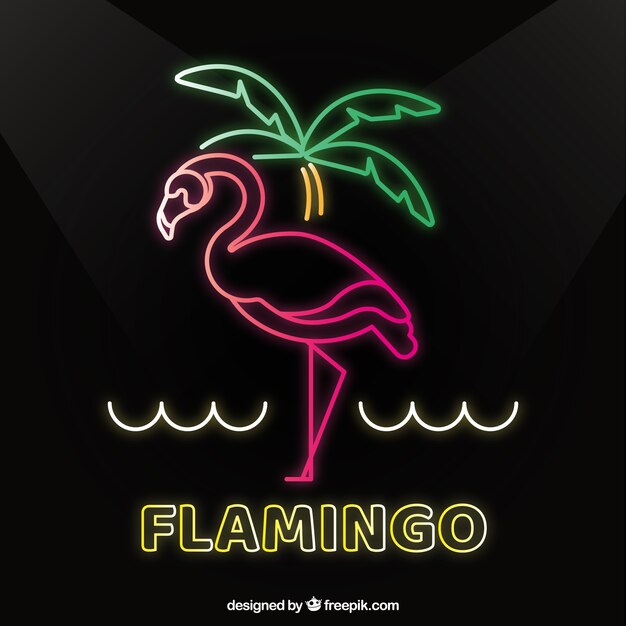 Flamingo-neon met strandelementen