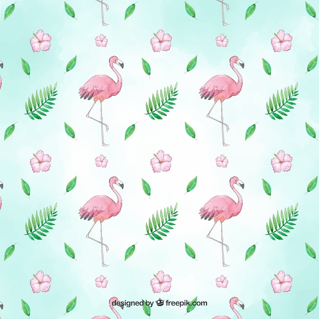 Gratis vector flamingo's patroon in aquarel stijl