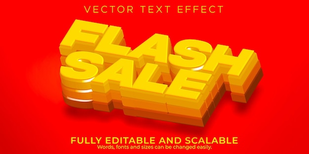 Gratis vector flash sale-teksteffect, bewerkbare korting en aanbiedingstekststijl