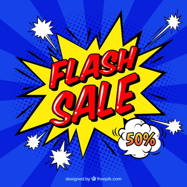 Gratis Vector flash-verkoop achtergrond in komische stijl