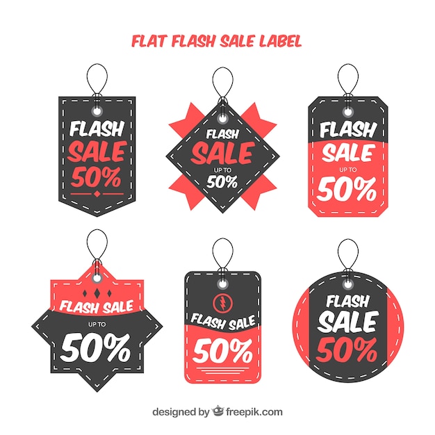 Gratis vector flash-verkoop labels collectie in vlakke stijl