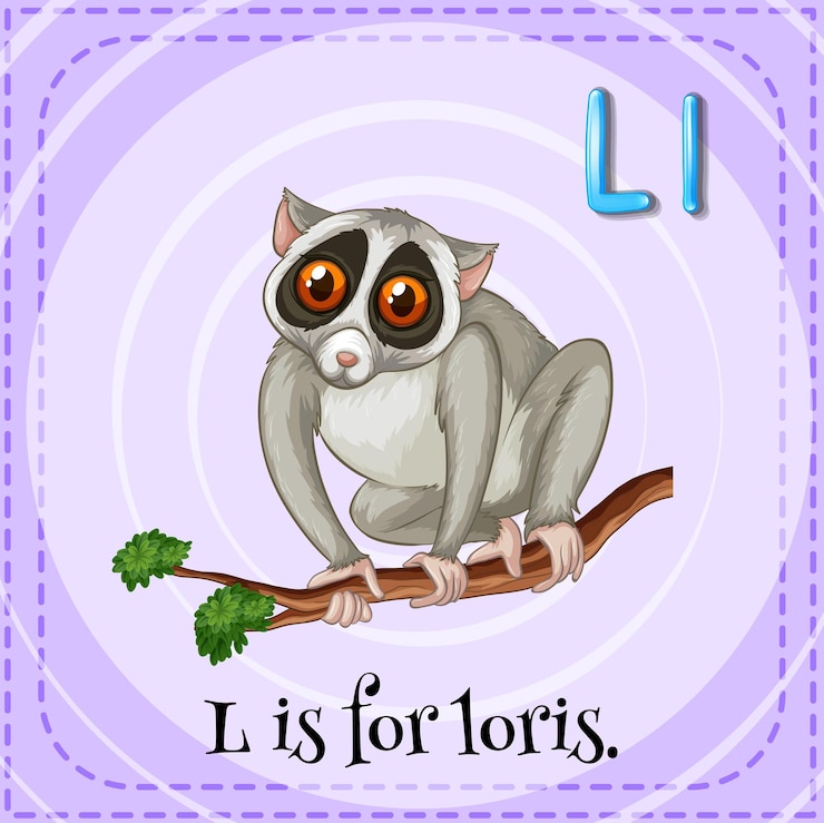 Gratis Vector flashcard l is voor lori