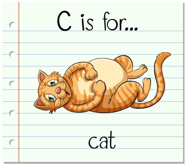 Gratis vector flashcard letter c is voor kat