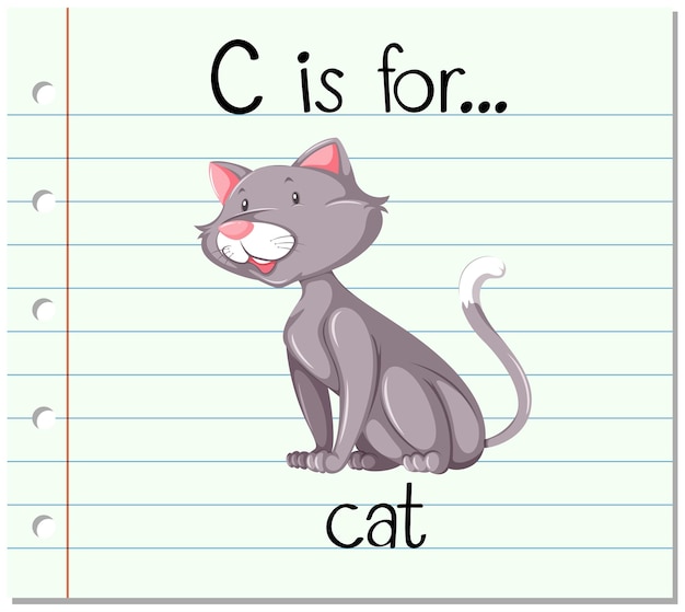 Flashcard letter c is voor kat
