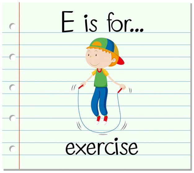 Flashcard letter E is voor oefening