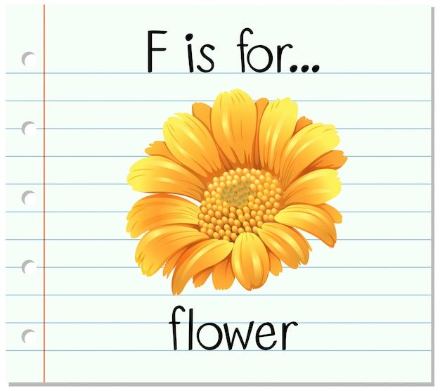Flashcard letter F is voor bloem