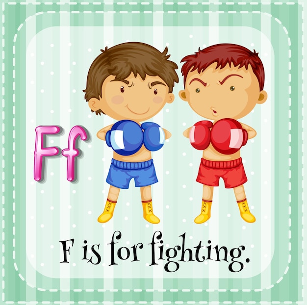 Gratis vector flashcard letter f is voor vechten