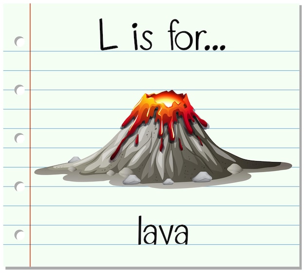 Gratis vector flashcard letter l is voor lava