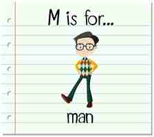 Gratis vector flashcard letter m is voor man