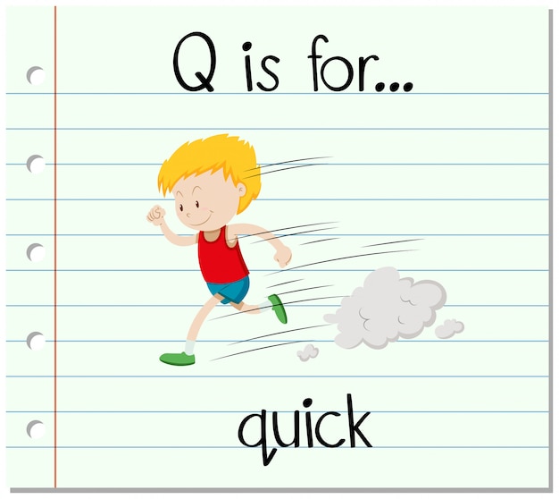 Flashcard letter q is voor snel