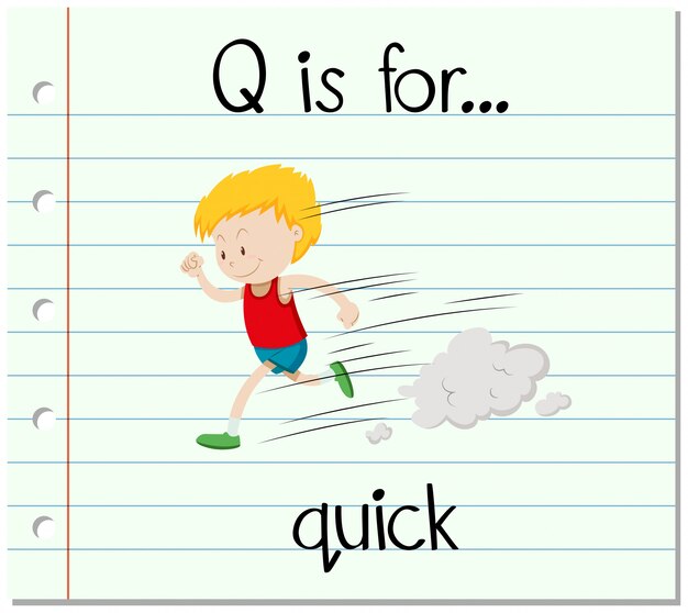 Flashcard letter Q is voor snel