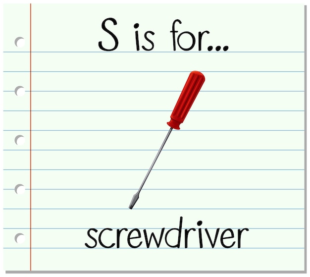 Flashcard letter S is voor schroevendraaier