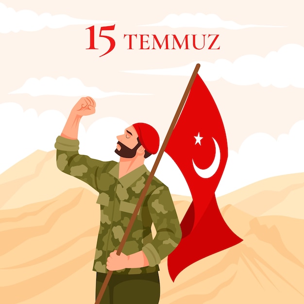 Gratis vector flat 15 temmuz illustratie